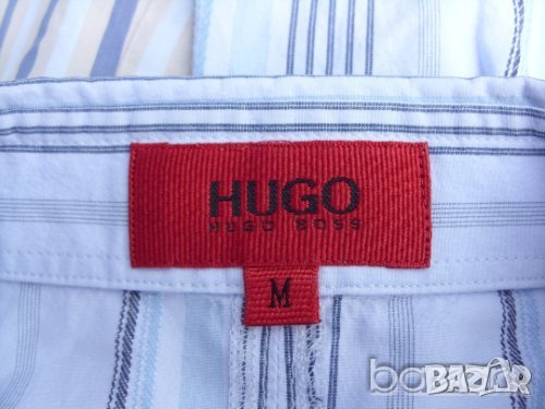 HUGO BOSS casual мъжка риза раирана синя, снимка 3 - Ризи - 23464801