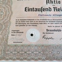 Акция | 1000 райх марки | Braunkohle-Benzin AG | 1936г., снимка 3 - Нумизматика и бонистика - 25590840