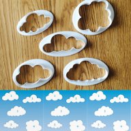 пластмасови резци резец форма облак облаци 5 бр различни размери украса торта сладки мъфини и др, снимка 1 - Форми - 15148185