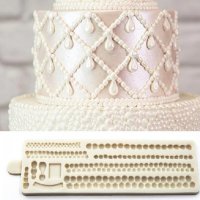 Капка и перли редове силиконов молд форма декорация и украса торта фондан , снимка 1 - Форми - 24399253