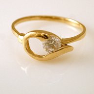 златен пръстен с циркон -КАПЧИЦА- 1.51 гр/ размер №52, снимка 2 - Пръстени - 17044511