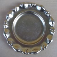 Чиния от бял метал с златисто покритие - 119 гр., снимка 2 - Други ценни предмети - 24792984