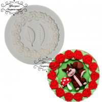 кръг рамка венец рози и листа силиконов молд форма декорация торта фондан мъфини шоколад, снимка 1 - Форми - 20353610