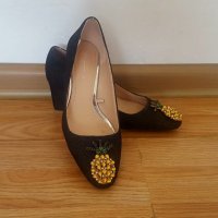  SALE %%% Обувки ЗАРА с ананаси от камъни, снимка 9 - Дамски обувки на ток - 23143361