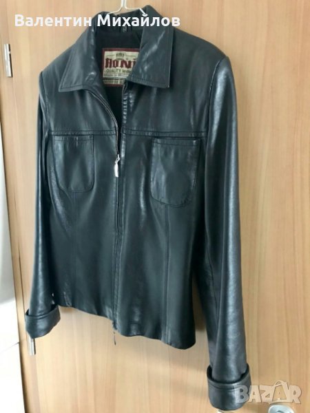Дамско черно кожено яке, снимка 1