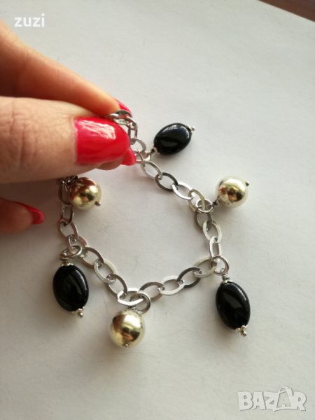  Сребърна гривна с оникс - сребро проба 925, снимка 1