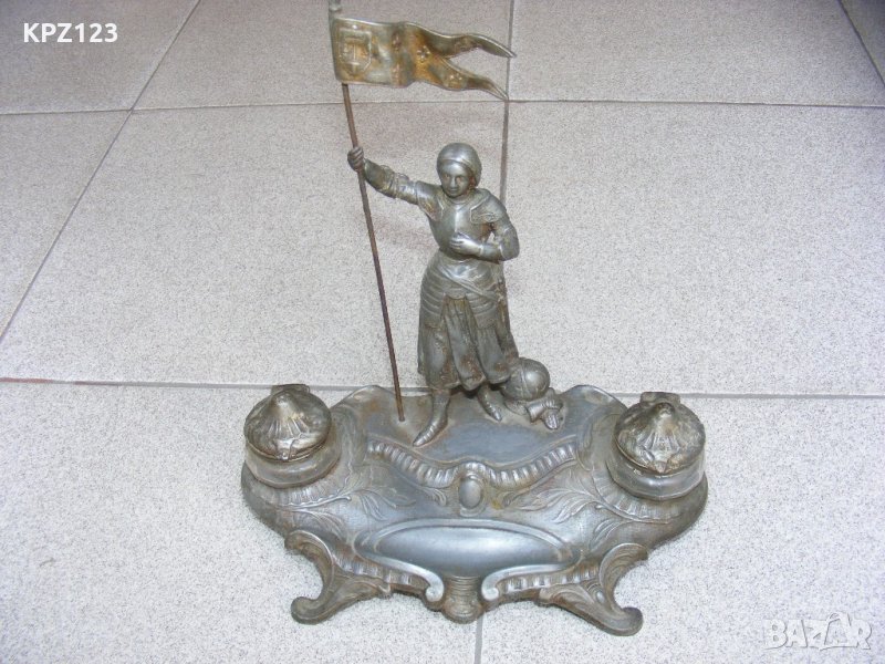 Метална мастилница писалище Жана Д'арк, снимка 1