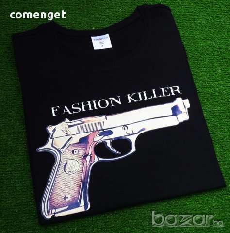 НОВО!  Дамска тениска FASHION KILLER с PISTOL дизайн! Поръчай модел  С Твоя Снимка или идея!, снимка 2 - Тениски - 10297720