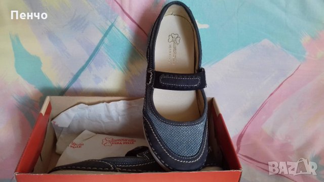 Дамски спортни обувки от естествена кожа в синьо с перфорации летни- с перфорации по кожата втора уп, снимка 6 - Кецове - 23472706