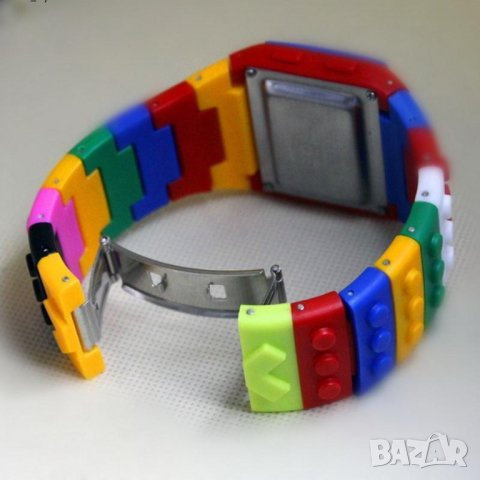 Нов Часовник с каишка наподобяваща блокчета на конструктор Лего Lego цветен дъга цветове хронометър, снимка 13 - Други - 11566995
