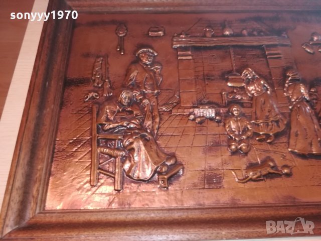 ГОЛЯМА картина-релефна-мед/месинг-73х52см-внос швеицария, снимка 10 - Антикварни и старинни предмети - 21518531
