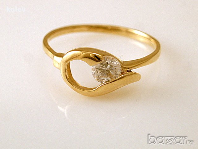 златен пръстен с циркон -КАПЧИЦА- 1.51 гр/ размер №52, снимка 2 - Пръстени - 17044511