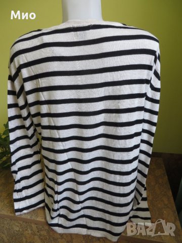 H&M Basic, много фина трикотажна блуза, М, бежово и черно, снимка 3 - Блузи с дълъг ръкав и пуловери - 25745714