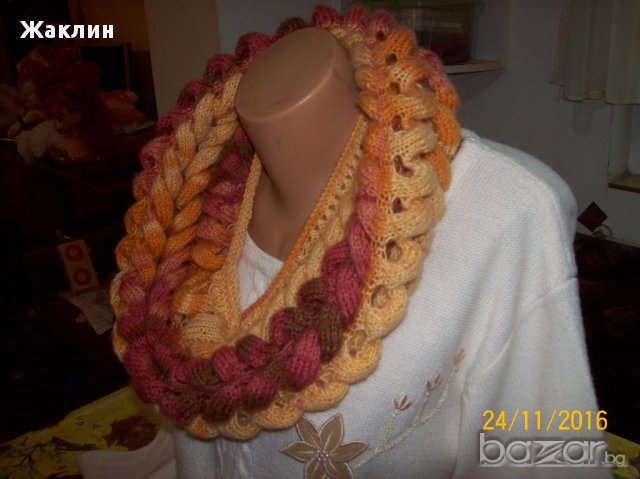 Шал, шал-снуд - ръчна изработка, снимка 7 - Шапки - 16544729