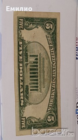 $ 5 Dollars 1934-B Silver Certificate Low Issue, снимка 3 - Нумизматика и бонистика - 17818960