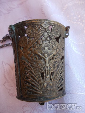 Старо бронзово домашно кандило, снимка 1 - Антикварни и старинни предмети - 13973100