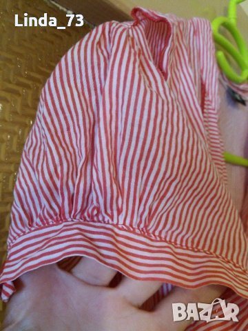 Дам.риза-"H&M"-/памук+ликра/-червено+бяло-райе. Закупена от Италия., снимка 6 - Ризи - 22993934