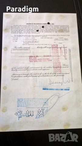 Сертификат за 100 акции (САЩ) | Marsh & McLennan Companies, INC. | 1981г., снимка 5 - Нумизматика и бонистика - 25233190