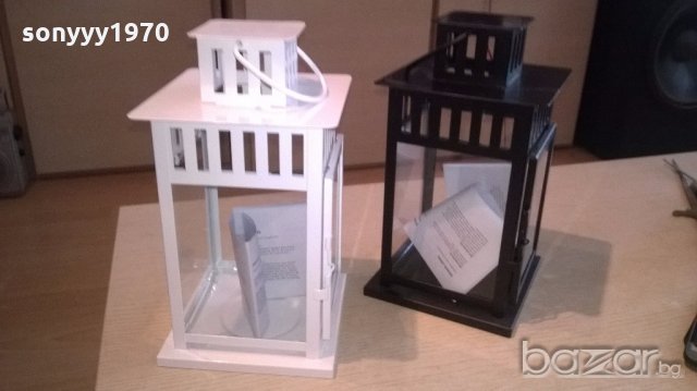 Красив черен/бял фенер с размери 30х15х15см-нов, снимка 4 - Антикварни и старинни предмети - 18623310