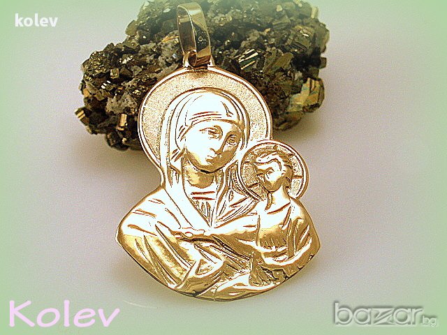 златен медальон Богородица с Младенеца 2.22 грама/14 карата, снимка 4 - Колиета, медальони, синджири - 11141950