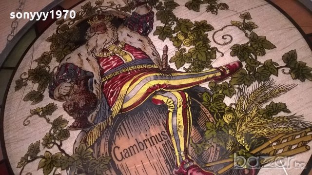 ПОРЪЧАН-gambrinus 34см-витраж-ретро колекция-внос швеицария, снимка 3 - Колекции - 19884346