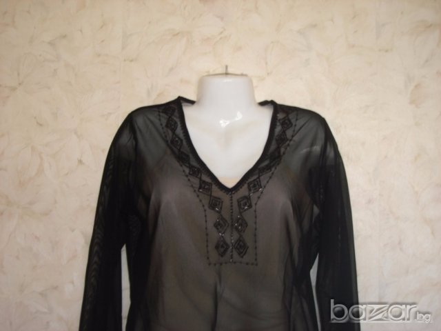 Fransa, нежна воалена черна блуза, М  , снимка 4 - Туники - 18369014