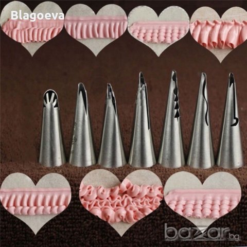 Накрайници за пош за шприцоване на куклички, мъфини и др., снимка 7 - Домашни продукти - 20058836