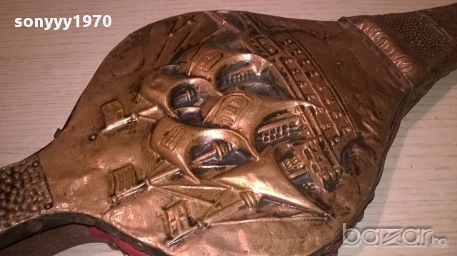 поръчана-Ретро духалка-мед/дърво/кожа-46/17см-внос швеицария, снимка 11 - Антикварни и старинни предмети - 16634256