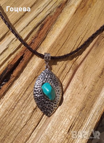 Красивото колие Бадем с натурален Тюркоаз от новата ни колекция !, снимка 3 - Колиета, медальони, синджири - 25471690