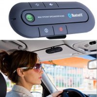 Безжичен Bluetooth свободни ръце за разговори по мобилен телефон в кола Hands Free предавател говори, снимка 1 - Слушалки, hands-free - 21614453