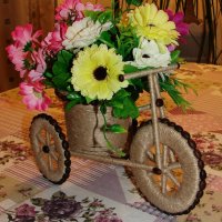 Декоративно колело триколка, велосипед с цветя за декорация, декор, украса за дома, снимка 5 - Декорация за дома - 22786655