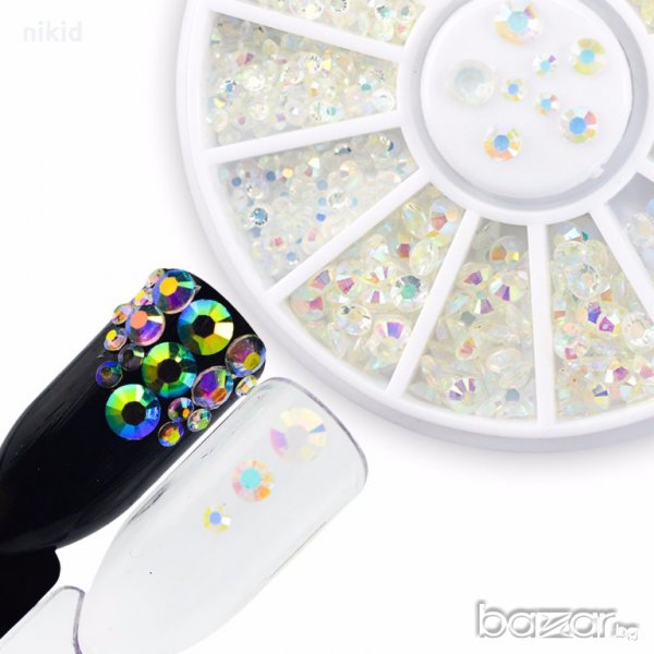 Микс 3D различни размери прозрачни камъчета капси декорация 3д ефект за нокти маникюр и не само, снимка 1