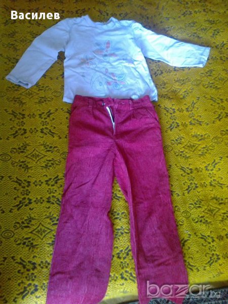 Комплект джинси и блузка за момиче 5-6 годишно 100% памук, снимка 1