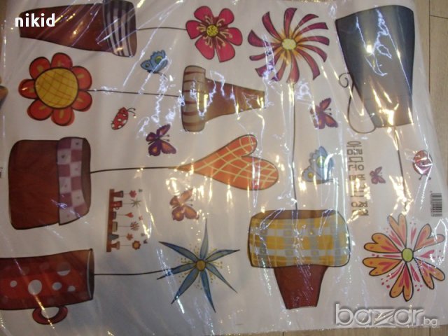 стикер лепенка за стена прозорец кухня цветя в саксии и вази с пеперуди самозалепващ, снимка 3 - Декорация за дома - 14624386