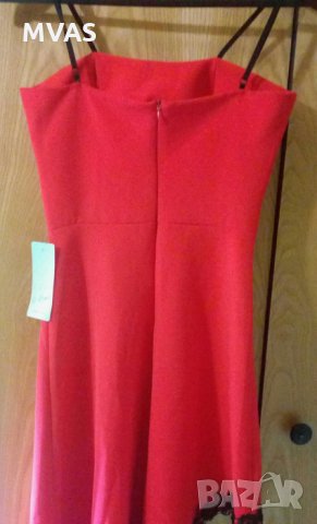 Чисто нова официална червена рокля с етикет S, снимка 3 - Рокли - 22521480