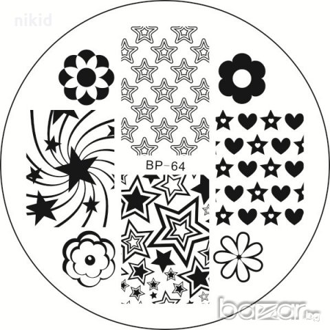 кръгъл Шаблон плочка щампа печати за нокти маникюр плочка оригинал BORN PRETTY BP-64, снимка 2 - Продукти за маникюр - 19265023