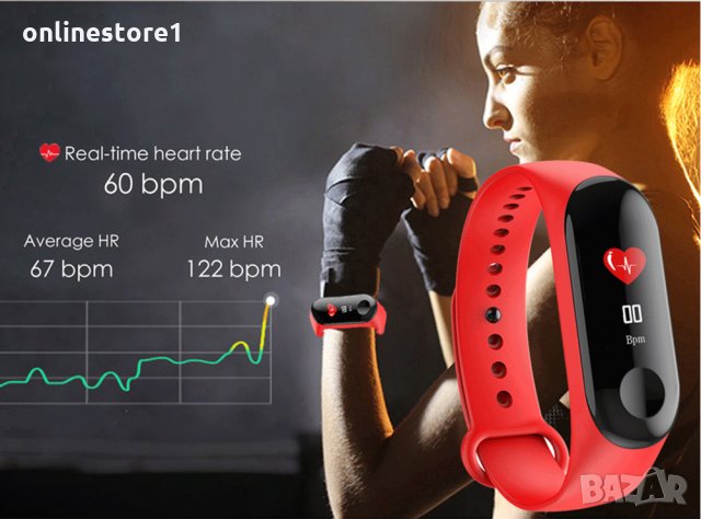 Фитнес гривна М3 Кръвно крачкомер Bluetooth, снимка 8 - Други - 26114476