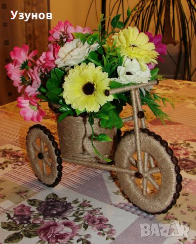 Декоративно колело триколка, велосипед с цветя за декорация, декор, украса за дома, снимка 5 - Декорация за дома - 22786655
