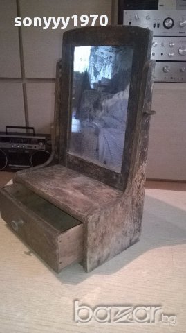 Антика-ретро огледало тоалетка с чекмедже-40х26х16см, снимка 6 - Антикварни и старинни предмети - 18063745