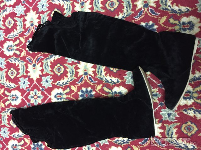 Чизми с дантела. Черни- велур, снимка 2 - Дамски боти - 13940363