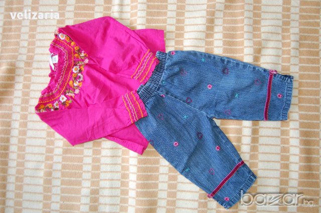 Блузка H&M 1,5-2г. и дънки, снимка 6 - Бебешки блузки - 11287517