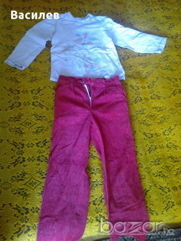 Комплект джинси и блузка за момиче 5-6 годишно 100% памук, снимка 1 - Детски комплекти - 9933071