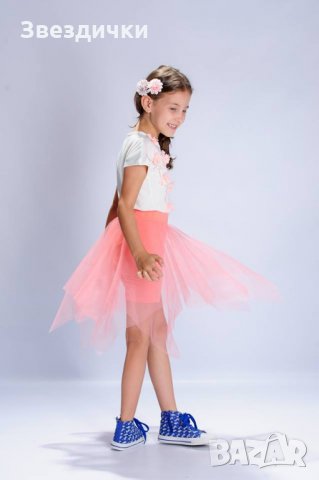 Пола с клин 2 в 1 от ZINC в прасковен цвят - 98, 104  см., снимка 4 - Детски рокли и поли - 24088008