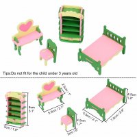 комплект за детска играчка дървена къща обзавеждане  всекидневна легло стол етажерка скамейка, снимка 2 - Рисуване и оцветяване - 19848998