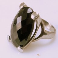 сребърен пръстен с черен кристал, снимка 2 - Пръстени - 13413163