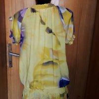 Жълто-лилава феерична блузка тип балон Л, снимка 3 - Туники - 25137515