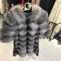 Дамско дълго палто от естествена лисица сиво, снимка 1 - Палта, манта - 23052983
