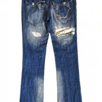 D-Stiag Jeans дамски сини дънки с копринени флорални пачове, снимка 2 - Дънки - 20601043