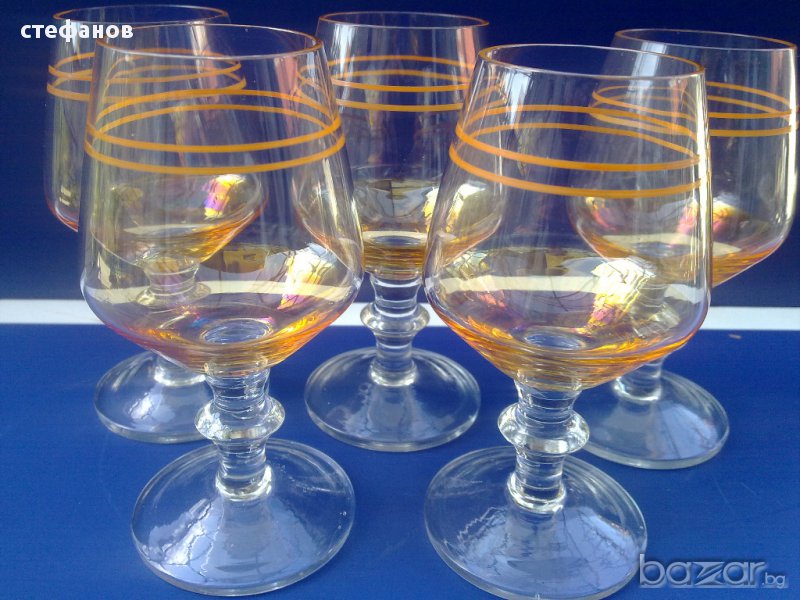   5 бр чаши калиево стъкло, снимка 1