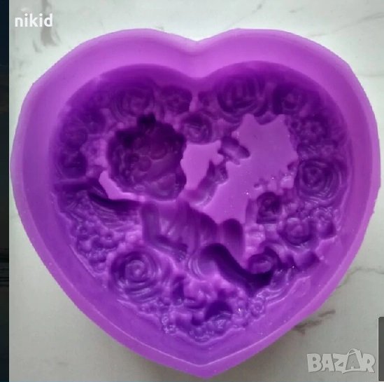 Ангел дете полегнал в рози сърце Дълбок силиконов молд форма тесто фондан сапун гипс шоколад мъфини, снимка 1